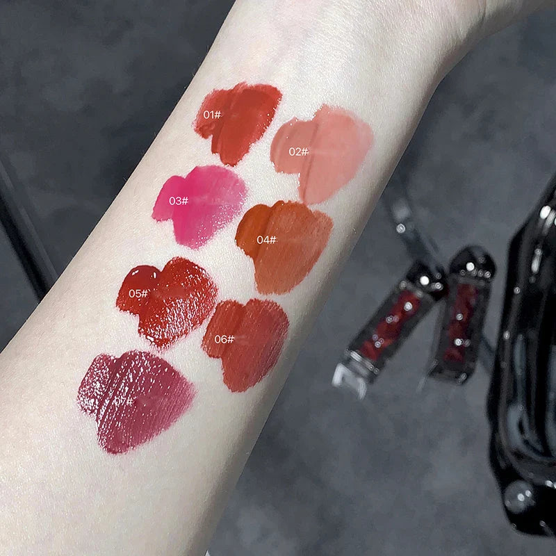 Rynx | Dark Purple Lipgloss Water Light long-lasting clear moisturizing Mirror Pink Peach Lip Tint non-sticky Cup liquid lipstick Makeup
