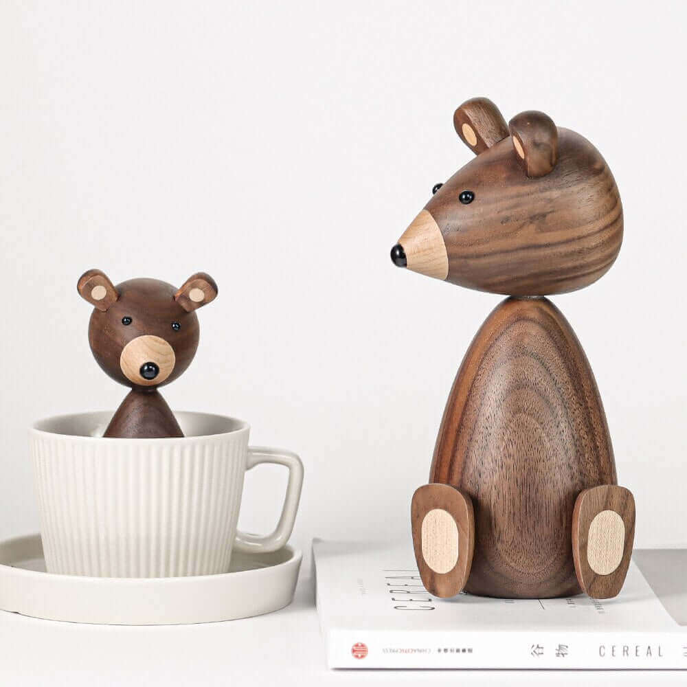 Lisslune | WoodlandWhimsy – Legend Bear Wooden Figure with Minimalistic Charm