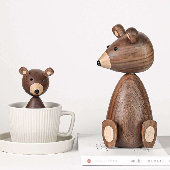 Lisslune | WoodlandWhimsy – Legend Bear Wooden Figure with Minimalistic Charm