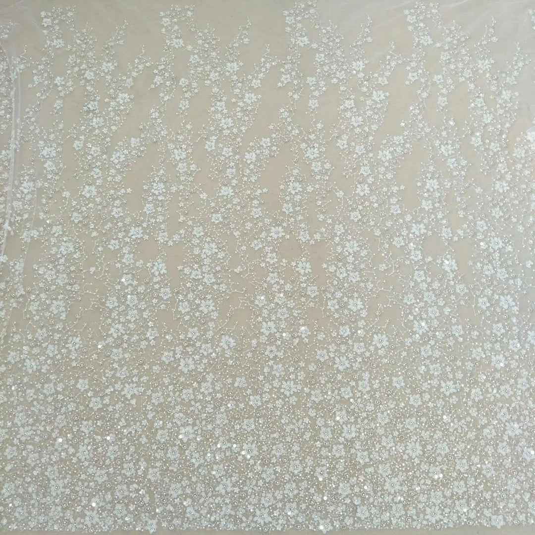 Lisslune | Exquisite Hot Beaded Lace for Bridal Fashion - 51 inches wide, sold by the yard