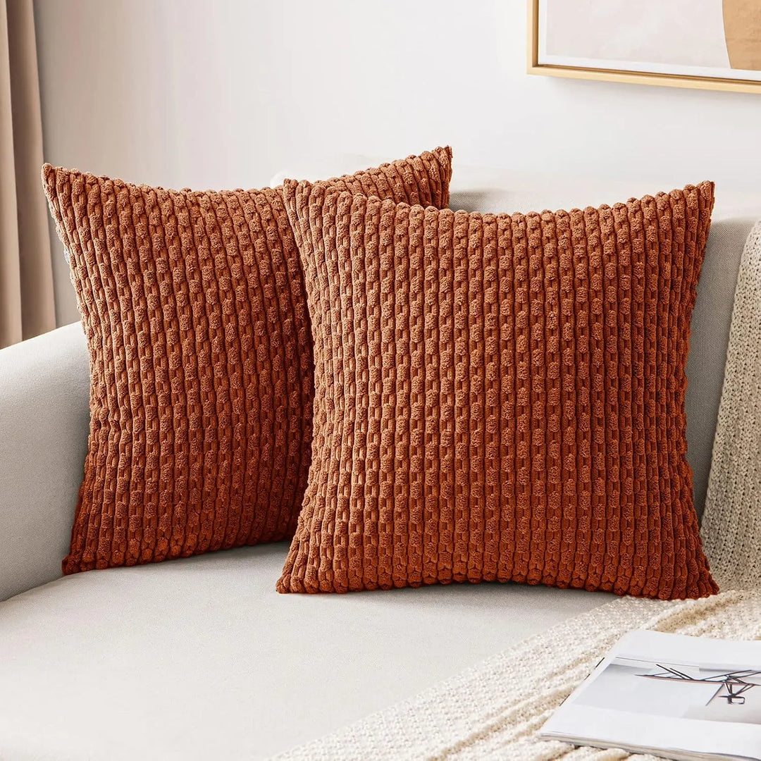 Lisslune | Boho Ribbed Corduroy Cushion Cover – Stylish Striped Decorative Pillowcase for Sofa or Bed