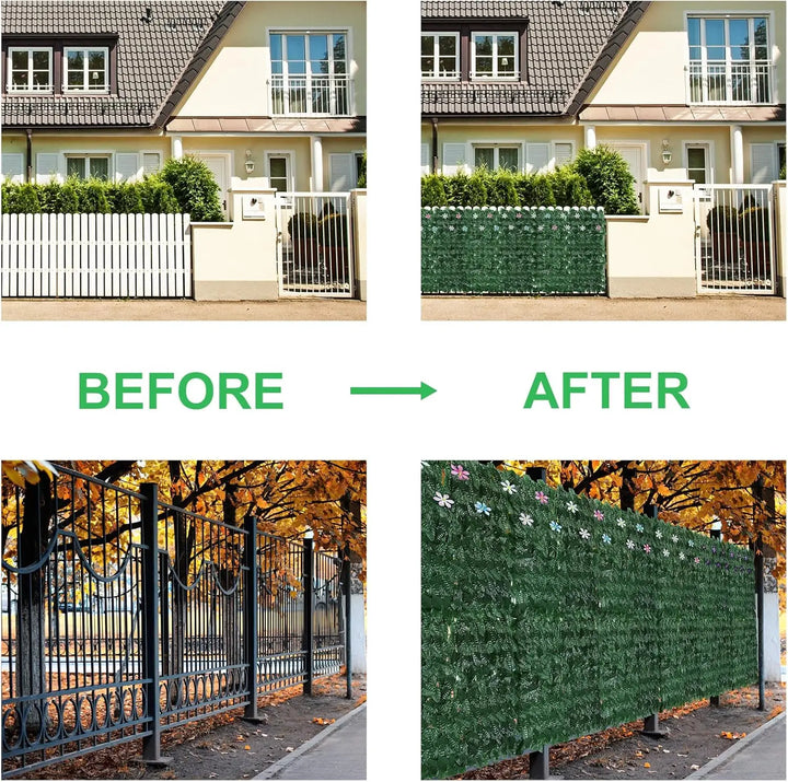 Rynx | Artificial Ivy Leaves Flower Privacy Fence, Green Background Wall Indoor and Outdoor Garden Fence Decoration