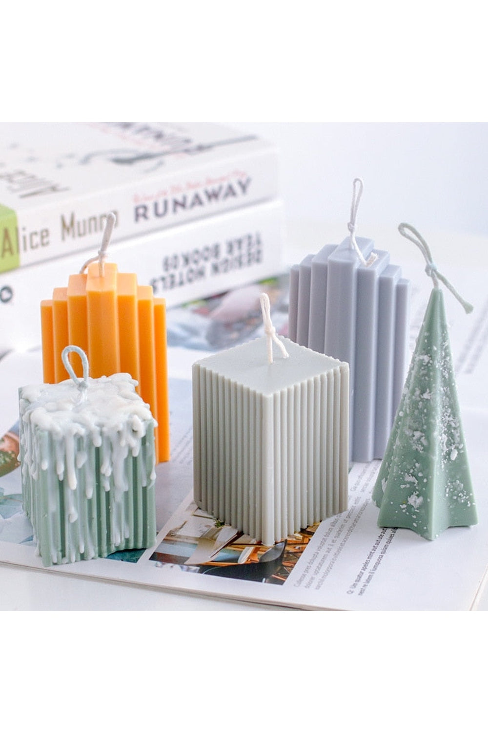 Lisslune | striped pillar candle shape
