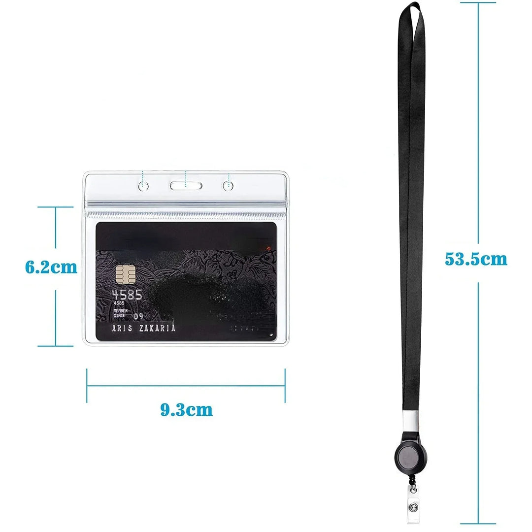 Lisslune | Retractable badge holder with card case for ID and keys