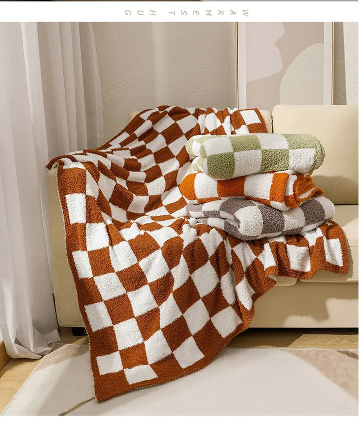 Rynx | Textile City Ins Nordic Sofa Blanket Checkerboard Fabric Velvet Throw Blanket Home Sofa Cover Knit Blanket 150x200cm