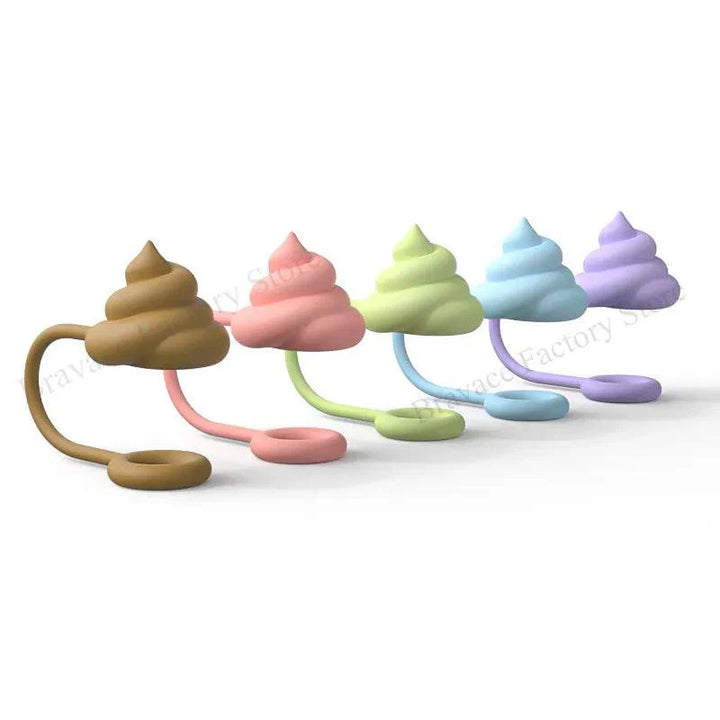 Lisslune | Verspellen Poop Theme Silicone Straw Caps for Stanley Tumblers - Cute Drink Protectors