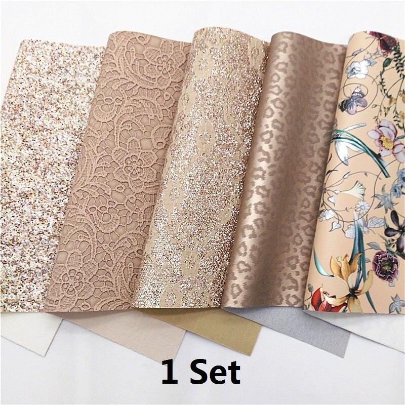 Lisslune | Leopard Print Glitter Lace Synthetic Leather Craft Sheets - Ultimate DIY Creations Kit