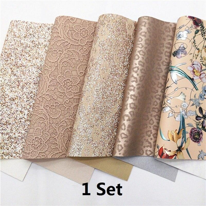 Lisslune | Leopard Print Glitter Lace Synthetic Leather Craft Sheets - Ultimate DIY Creations Kit