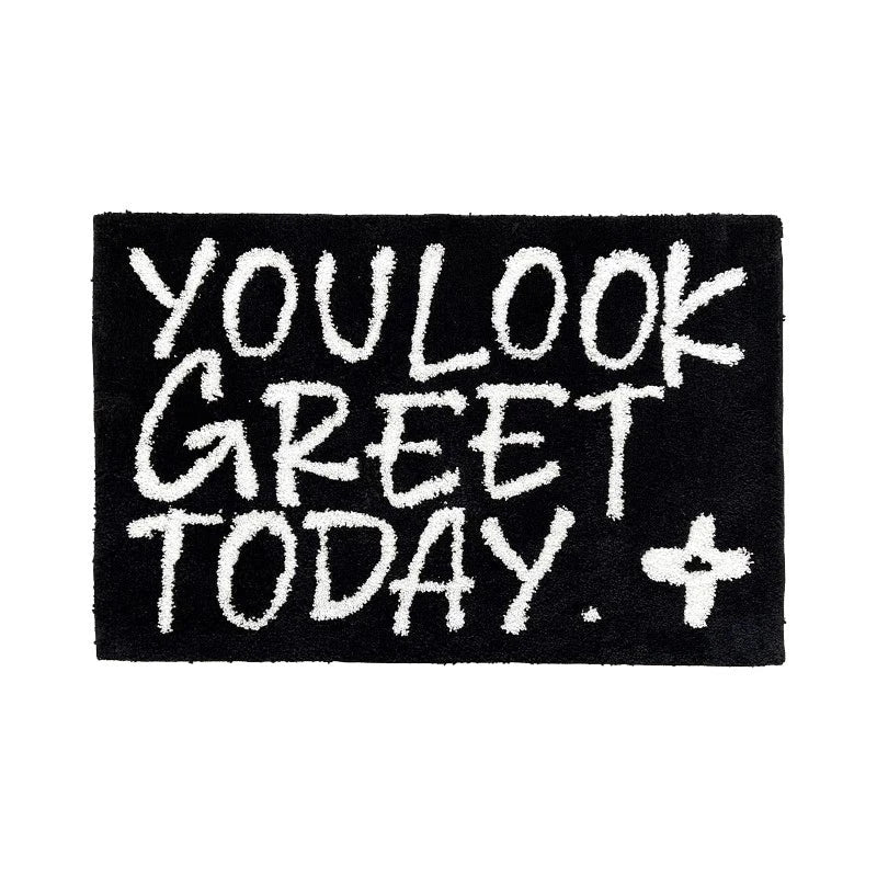 Rynx | Carpet Letters Bathroom Mat Black White Bedroom Foot Mat Bath Mat Carpet Plush Carpet Floor Cushion Aesthetic Home Decoration 50x80cm