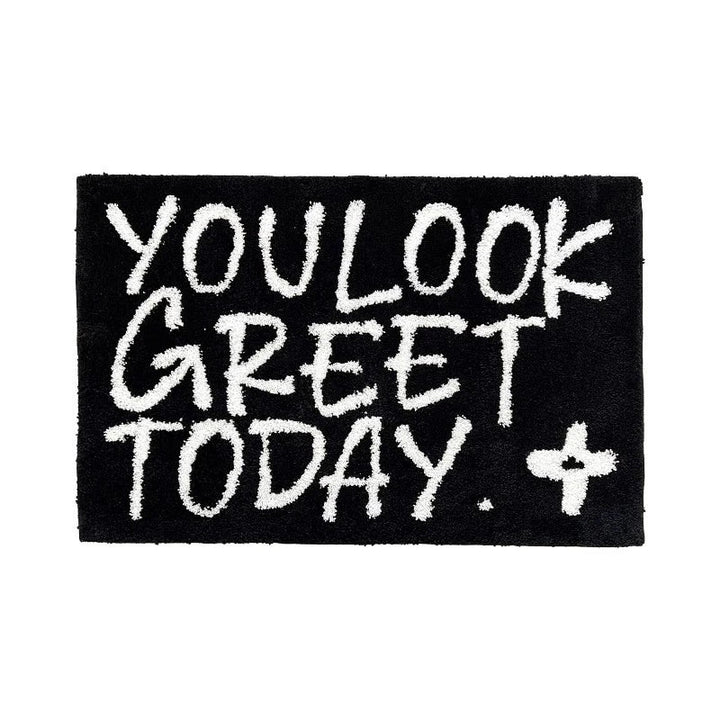 Rynx | Carpet Letters Bathroom Mat Black White Bedroom Foot Mat Bath Mat Carpet Plush Carpet Floor Cushion Aesthetic Home Decoration 50x80cm