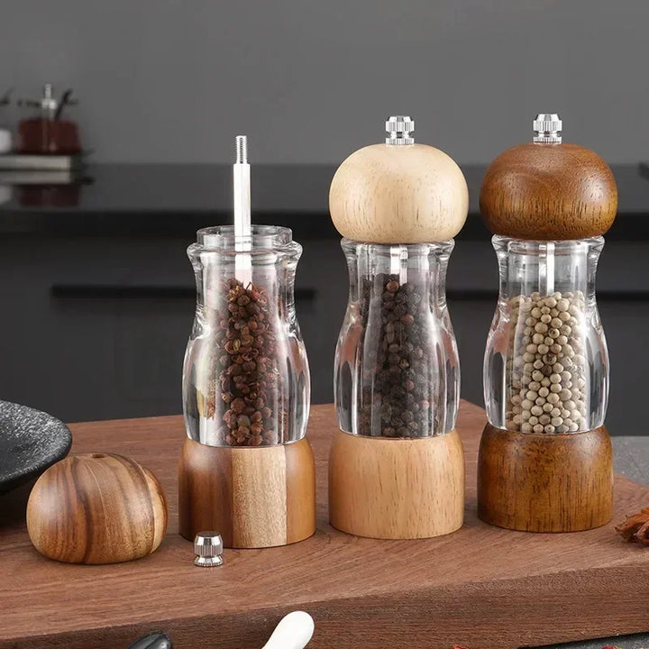 Lisslune | Pepper mill and salt mill set made of wood and glass – Stylish spice mills for the kitchen