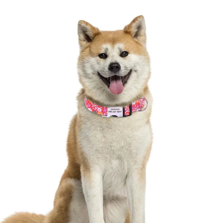 Lisslune | Personalized floral nylon collar for dogs - stylish ID collars for dogs of all sizes