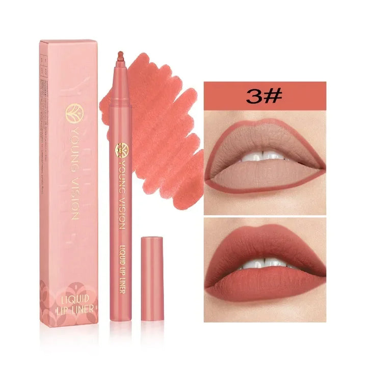 Lisslune | Mattes Flüssig-Lippenkonturenstift Schwammspitzen Lippenkonturenstift Nude Pink Lippenstiftstift Lang anhaltende Samt Schnell trocknende Lippenlack Feuchtigkeitsspendender Lippenstift