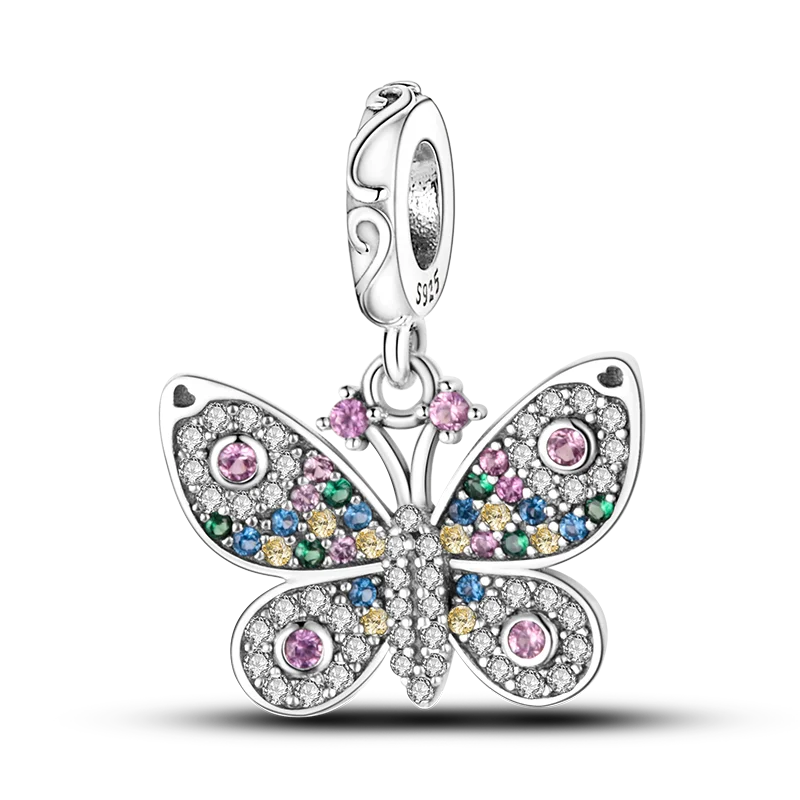 Lisslune | 925 Silver Golden Leopard Charms Beads Colorful Chameleon Rhinoceros Lion Scarab Cat Pendant Compatible with Original Pandora Bracelet Jewelry