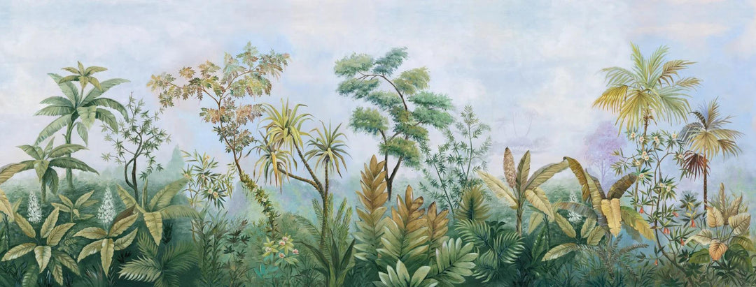Lisslune | Serene Tropical Paradise Abstract Mural - Elegant Botanical Decor for Stylish Homes