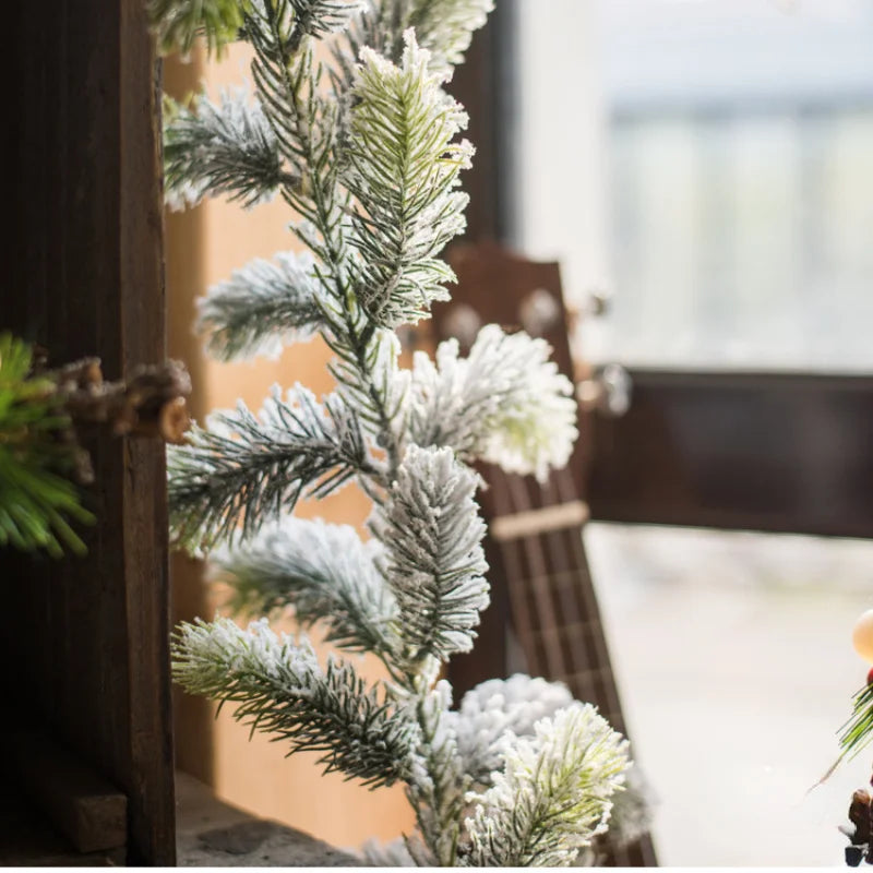 Rynx | Christmas Art-PE Hanging Rattan Decorative Cedar Garland with LED Light Garland for Mantel Tablecloth