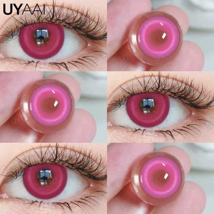Rynx | 1 Pair Anime Pink Lenses for Eyes Cosplay Lenses for Halloween Nezuko Colorcon y2k Eye Contacts