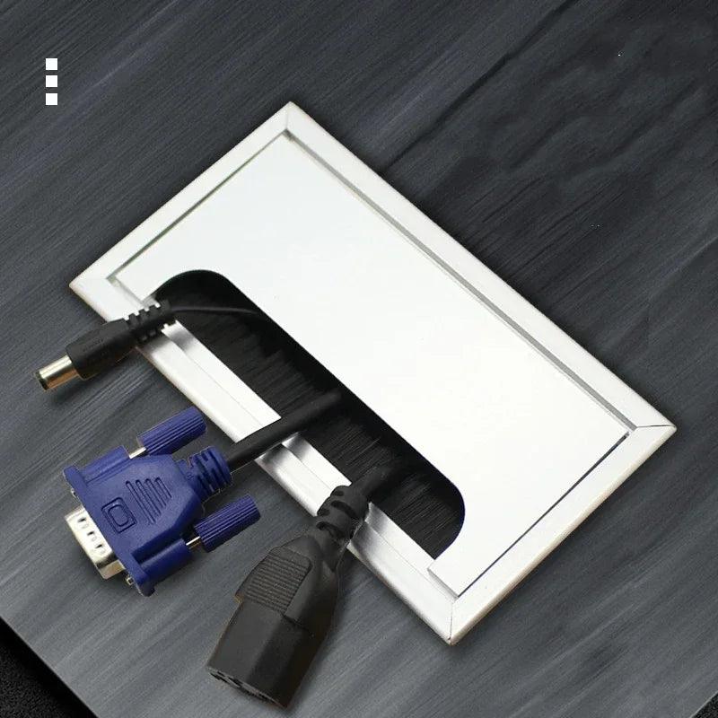 Lisslune | Slim Rotatable Aluminum Table Cable Management Grommet with Flip-Top Access