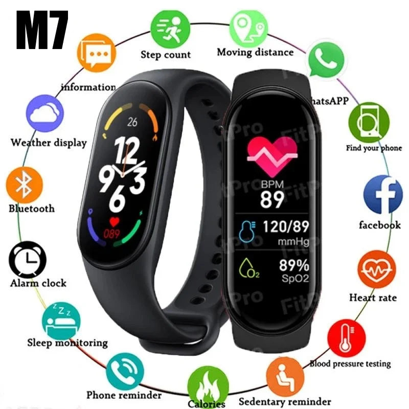 Lisslune | M7 Smart Watch Men Women Smartband Heart Rate Smartwatch Fitness Tracker Blood Pressure Sport Smart Bracelet for xiaomi iPhone