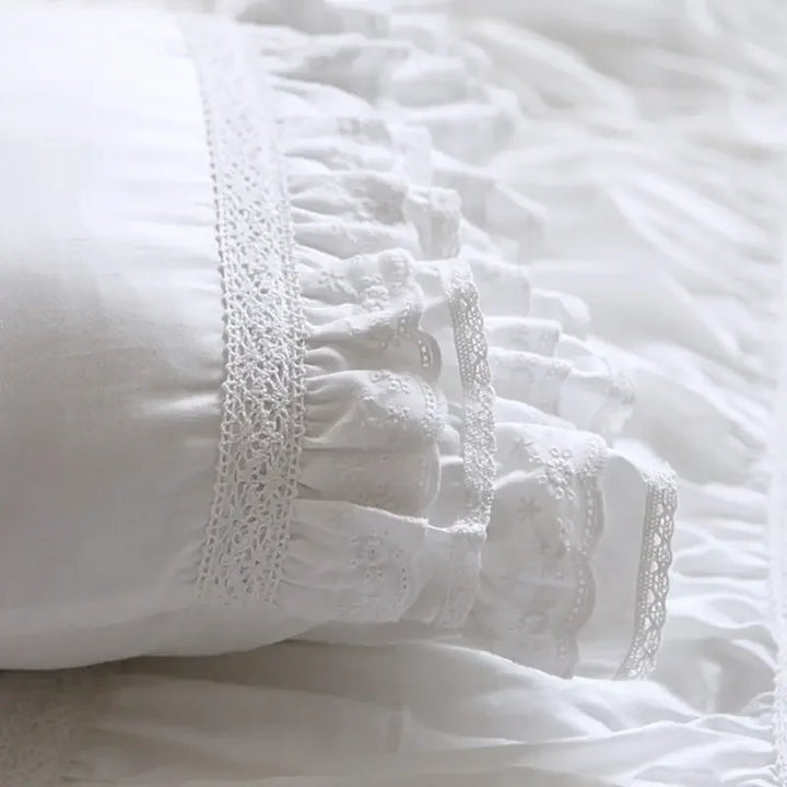 Rynx Super Luxury White Lace Ruffle Square Pillowcase, Wedding Decorative Bedding Textile, Sofa Pillowcase, Princess,