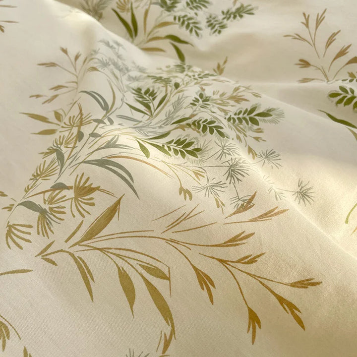 Rynx | Simple Leaf Floral Printed Duvet Cover Set with Leaf Pillowcases Without Filling Soft Bedding Full Queen Size Women Home Bedding
