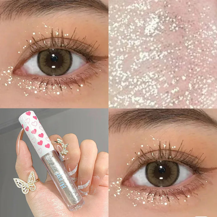 Rynx | 6 Colors Glitter Liquid Eyeshadow Waterproof Pearl Shimmer Eyeshadow Highlighter Sequins Lying Silk Makeup Beauty Tool