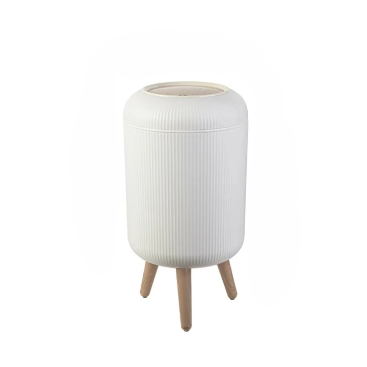 Lisslune | Wooden High Foot Trash Can with Press Cover – EcoBin