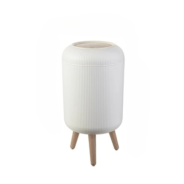 Lisslune | Wooden High Foot Trash Can with Press Cover – EcoBin