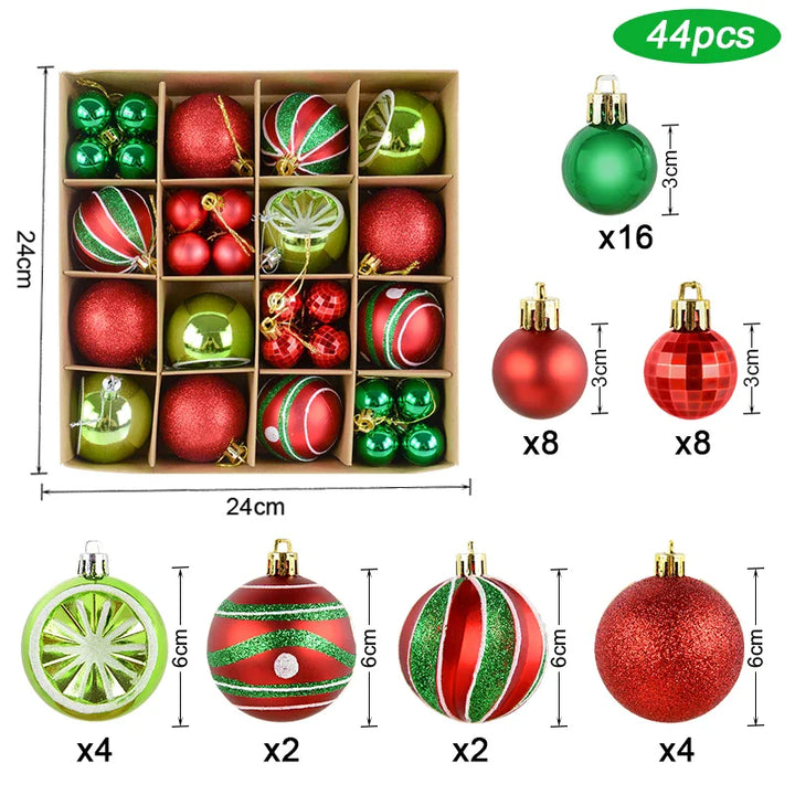 Rynx Christmas Ball Ornament Set Large Christmas Tree Hanging Decoration Snowflake Merry Christmas Decoration for Home 2025 New Year Party Gift