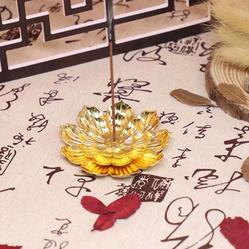 Lisslune | Serene Lotus Alloy Incense Holder: Aromatherapy Diffuser for Tranquil Spaces
