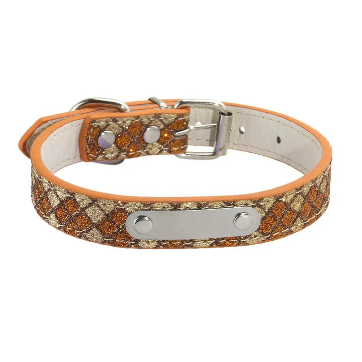 Lisslune | Glamorous Personalized Engraved Leather Dog Collar with Sparkling Accents