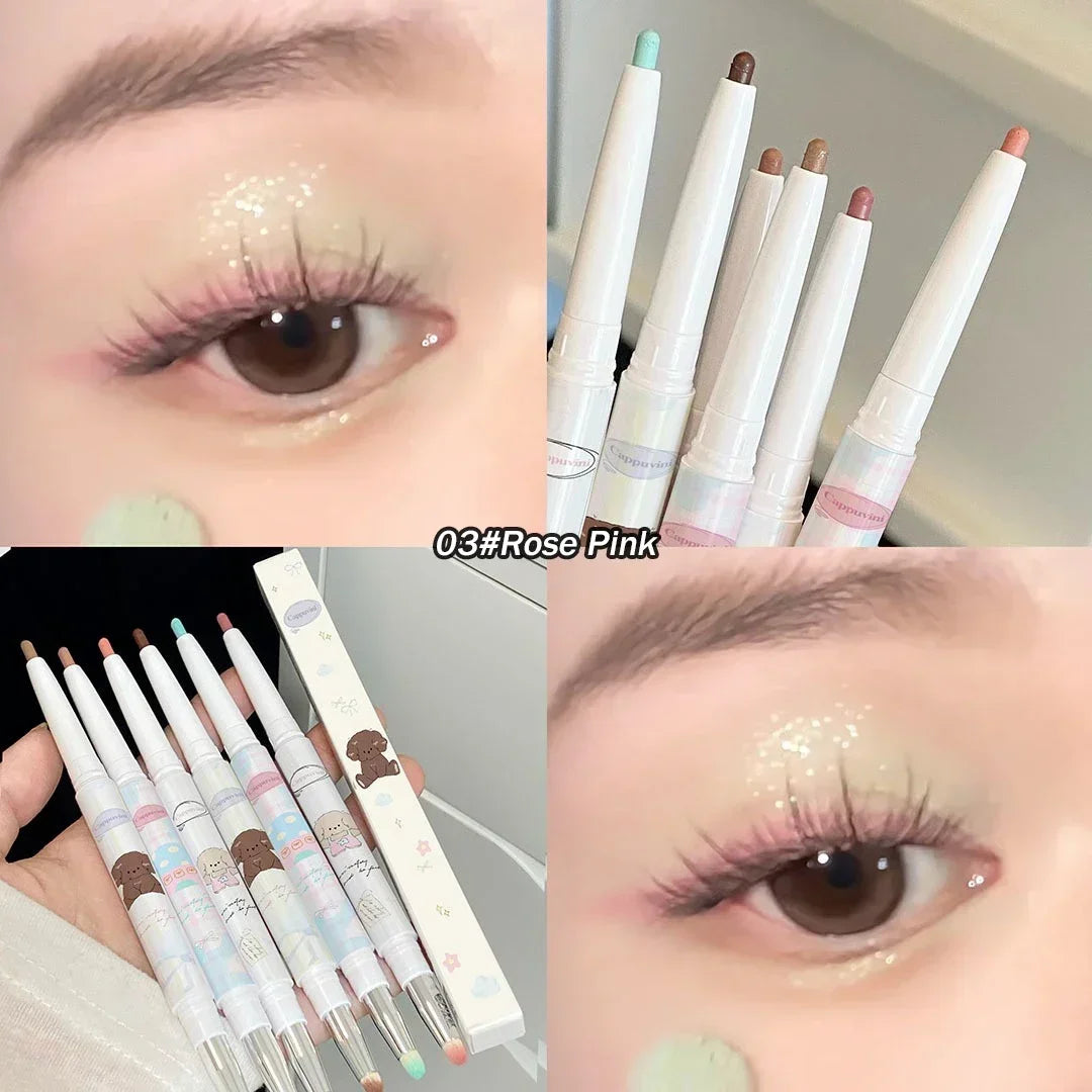 Rynx | Double Head Eyeliner Aegyo-sal Colored Eyeliner Gel Pencil Quick Drying Lying Silkworm Eyeliner Pencil Tea Brown Eyeshadow Makeup