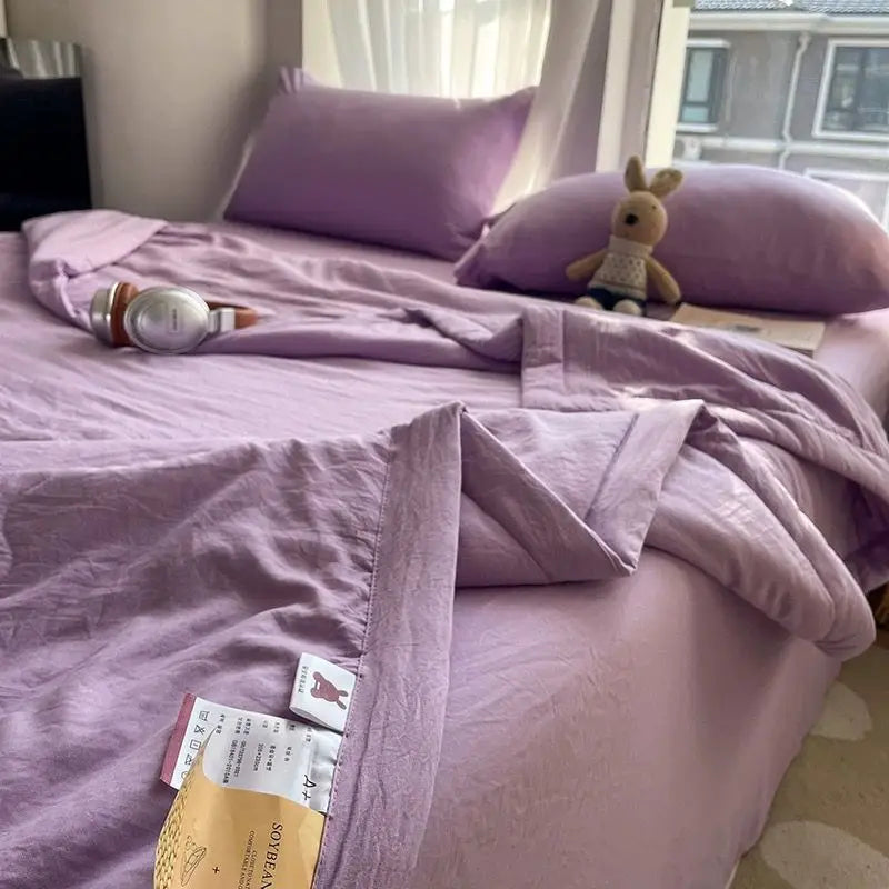 Rynx Korean Ins Bedding Set, Luxury Duvet Cover, Pillowcase Flat Sheet, Simple Girl Princess Ruffle Home Textiles