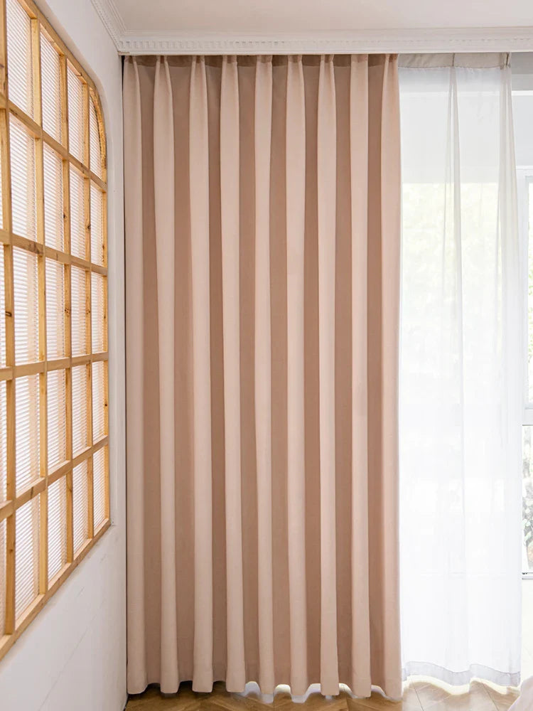 Rynx | French Pink Home Decoration Curtains Solid Color Bedroom Blackout Curtains Creative Texture Art Curtains Luxury Study Curtain IG
