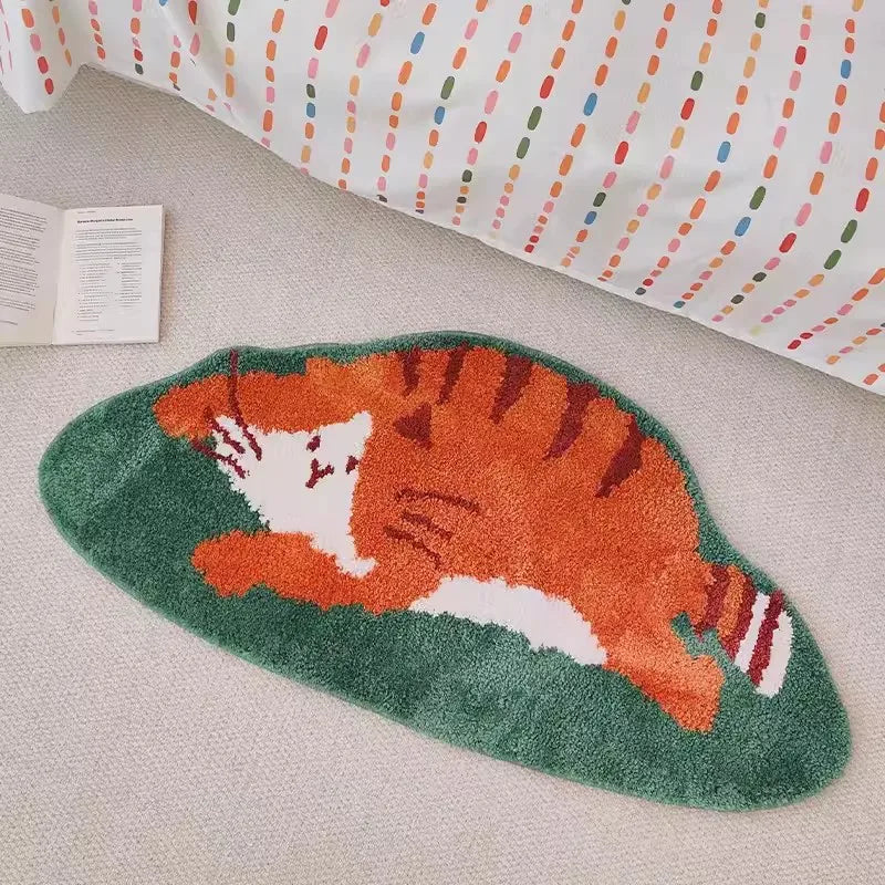 Rynx | Cute padded cat bedroom rug Soft cartoon animal rug bathroom mat living area pad doormat aesthetic home decoration 50x110cm