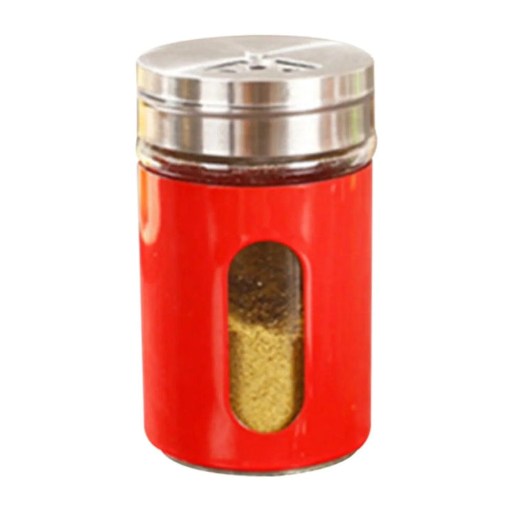 Lisslune | Stylish Rotating Glass Spice Dispenser Set with Stainless Steel Lids - Trio of Spice Jars