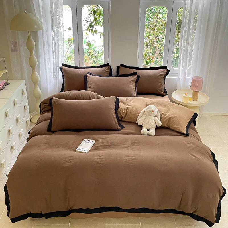 Rynx Ins Style Bedding Set Heavyweight Heavy Water Washable Wool Style Double Color Bedding Sheet Cover Pillowcase Set For Summer Winter