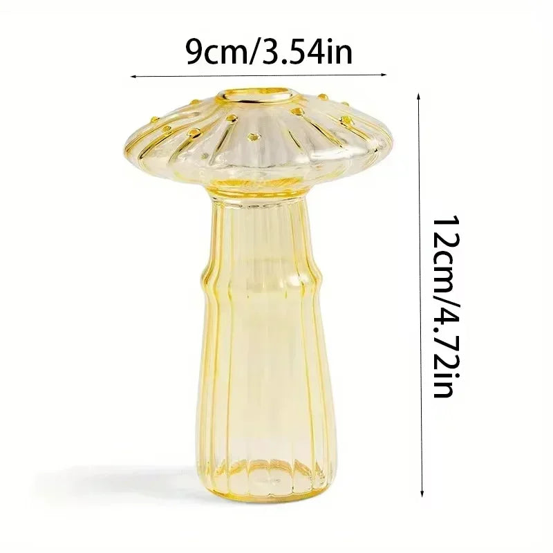 Rynx | Colorful Mushroom Vase Plant Glass Plant Bud Vase Decoration Home Glass Aromatherapy Vase Living Room Dining Room Desk