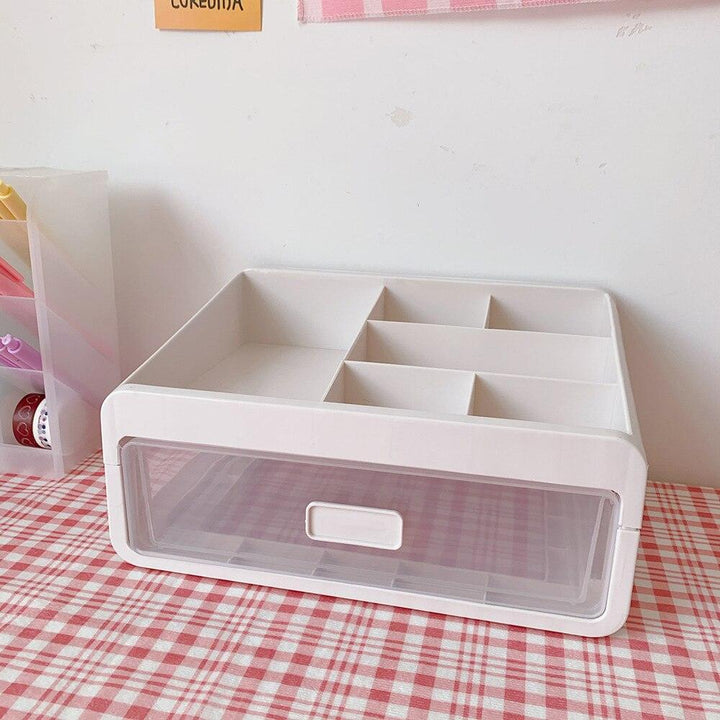Lisslune | Versatile stackable desk organizer with drawer and brush holder for a tidy workspace