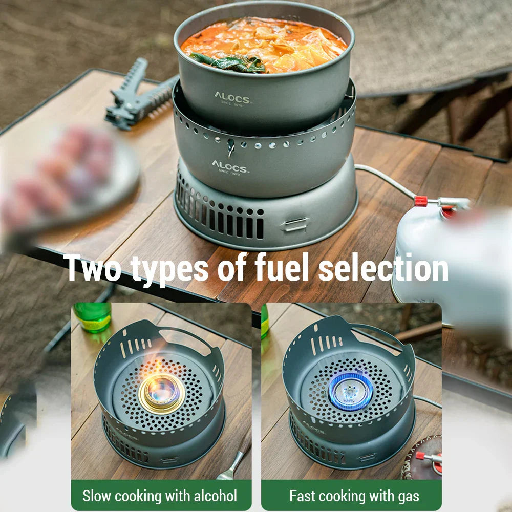 Lisslune | Portable Outdoor Cookware Set – Lightweight Camping Cooking Gear with Windshield