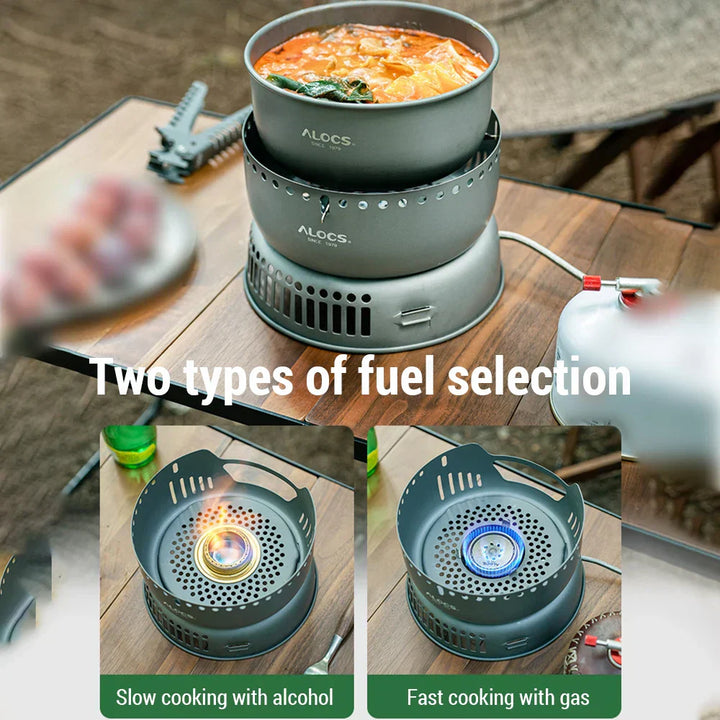 Lisslune | Portable Outdoor Cookware Set – Lightweight Camping Cooking Gear with Windshield