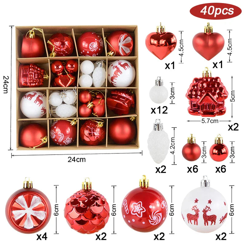 Rynx Christmas Ball Ornament Set Large Christmas Tree Hanging Decoration Snowflake Merry Christmas Decoration for Home 2025 New Year Party Gift