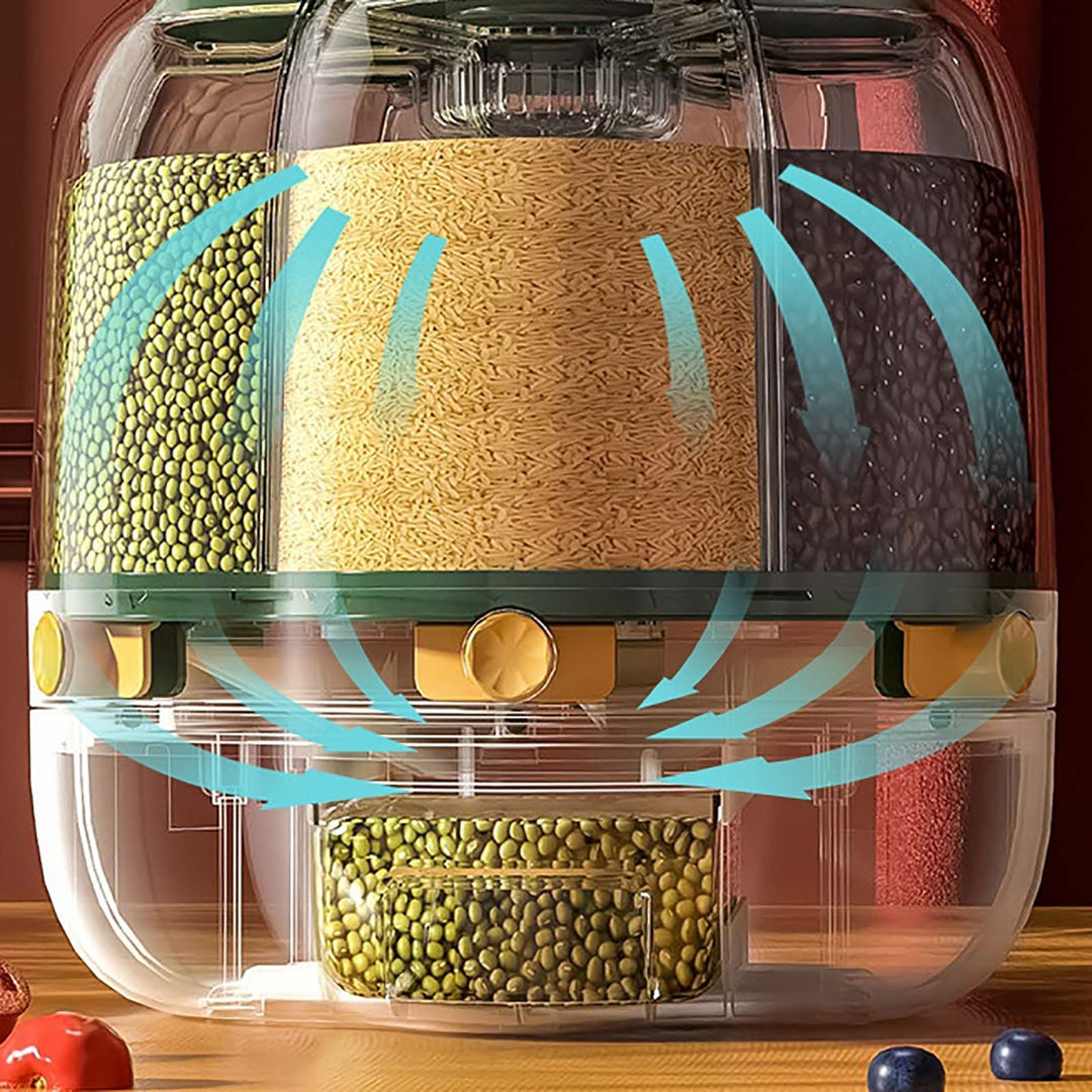 Lisslune | 6-Grid Rotating Grain Storage Dispenser