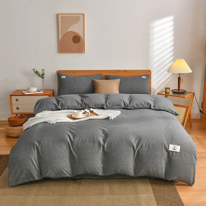 Rynx | 100% Cotton Duvet Cover Set with Pillowcase Japanese Style Grid Duvet Cover 220x240 Duvet Cover Set King Size