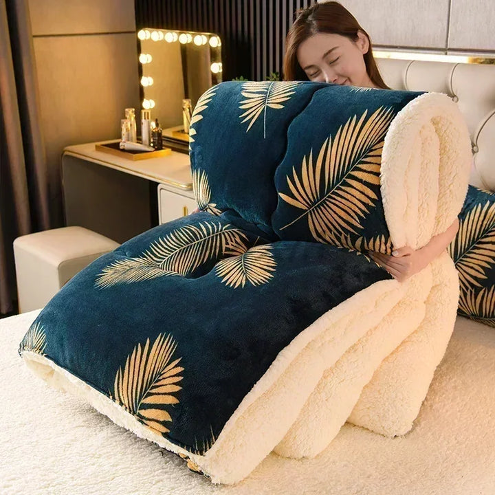 Rynx Plaid Super Thick Warm Blankets for Winter Autumn Milk Fleece Thickening Heat Sleeping Blanket Soft Fluffy Bedding Blanket Duvet