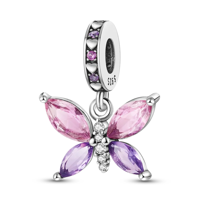 Lisslune | 925 Silver Golden Leopard Charms Beads Colorful Chameleon Rhinoceros Lion Scarab Cat Pendant Compatible with Original Pandora Bracelet Jewelry