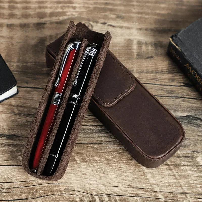 Lisslune | Elegant Real Leather Pen Organizer - Stylish Storage for Office and Travel