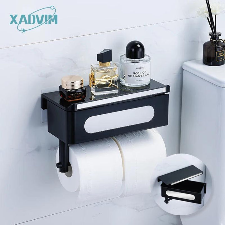 Lisslune | Wall-Mounted Rotating Tissue Paper Holder with Built-In Storage Organizer