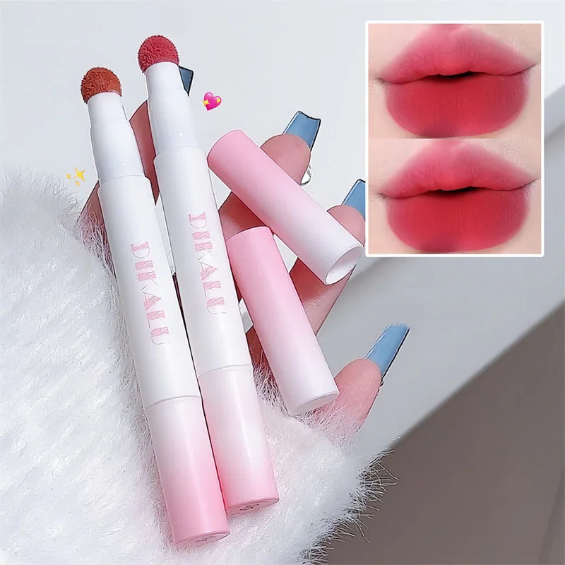 Rynx | Matte Lip Mud Air Cushion Lips Cream Brick Red Lip Lacquer Powder Lipstick Pen Non-Stick Cup Women's Lip Color Korean Makeup
