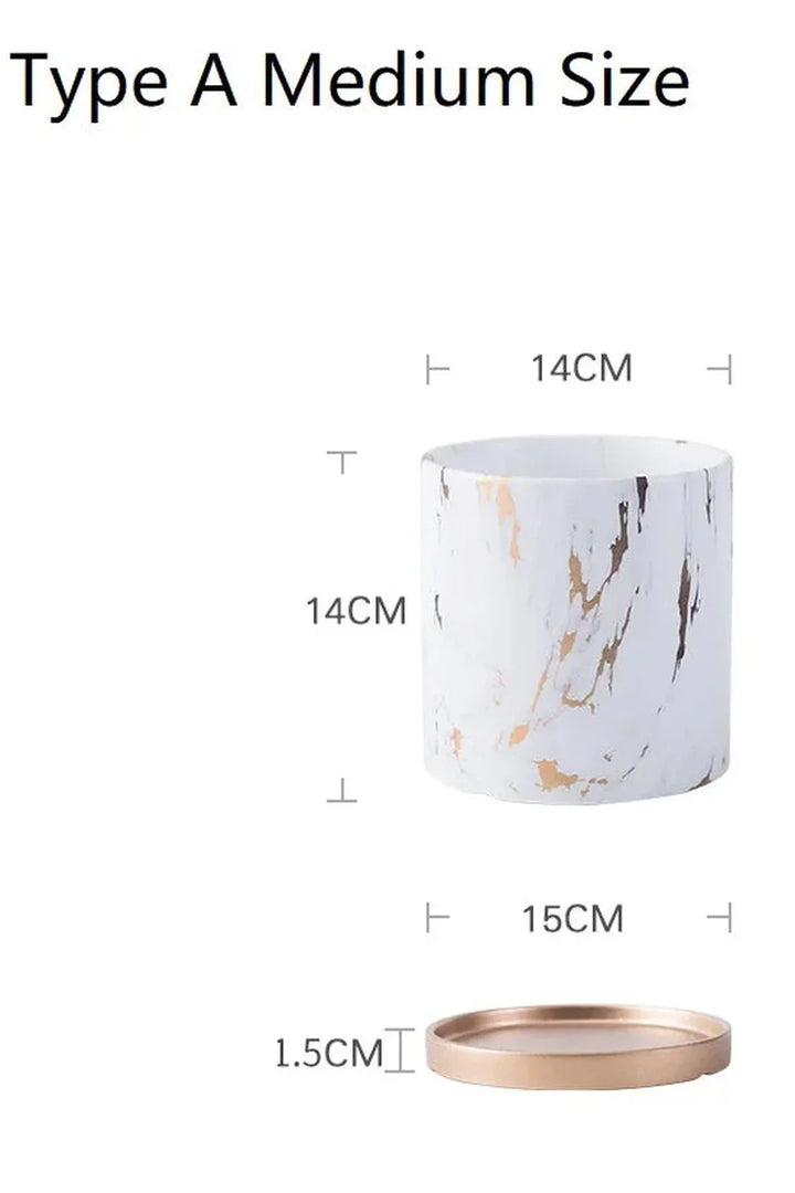 Lisslune | Marble Gold Leaf Plant Pot Set